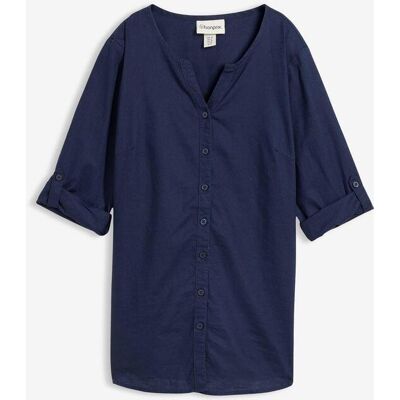 bonprix Bluse mit Leinen, 3/4 Armblau 44Damen bonprix Bluse mit Leinen, 3/4 Armblau 44Damen