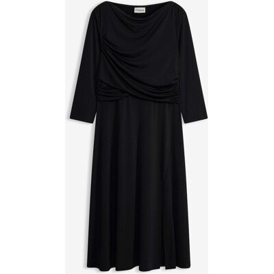 bonprix drapiertes Midikleid mit 3/4 Ärmelschwarz 40Damen bonprix drapiertes Midikleid mit 3/4 Ärmelschwarz 40Damen