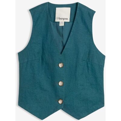 bonprix Weste aus reinem Leinenpetrol 42Damen bonprix Weste aus reinem Leinenpetrol 42Damen