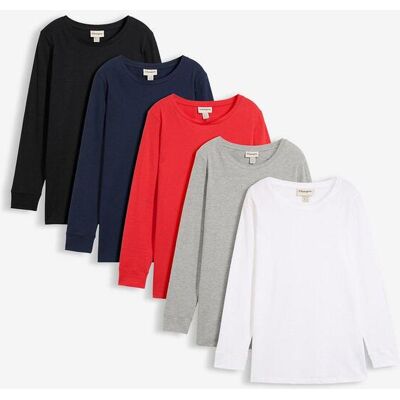 bonprix Longshirt mit Rundhalsausschnitt, Langarm (5er Pack)schwarz 40Damen bonprix Longshirt mit Rundhalsausschnitt, Langarm (5er Pack)schwarz 40Damen