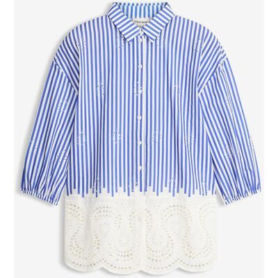 bonprix Oversize-Bluse mit Lochstickereiblau 50Damen bonprix Oversize-Bluse mit Lochstickereiblau 50Damen
