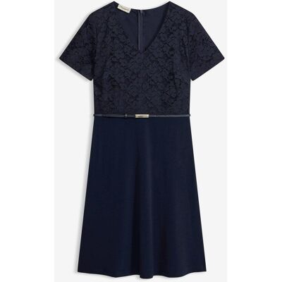 bonprix Minikleid mit Spitze und Gürtelblau 44Damen bonprix Minikleid mit Spitze und Gürtelblau 44Damen