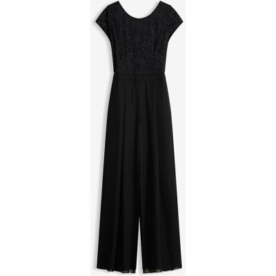 bonprix Overall mit Spitze und Chiffon-Einsatzschwarz 40Damen bonprix Overall mit Spitze und Chiffon-Einsatzschwarz 40Damen