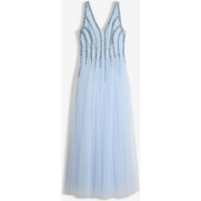 bonprix Maxikleid aus feinem Tüll mit Paillettenstickereiblau 36Damen bonprix Maxikleid aus feinem Tüll mit Paillettenstickereiblau 36Damen