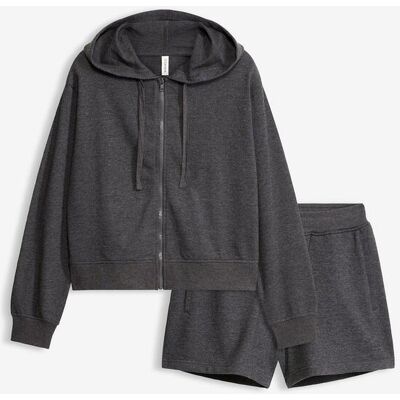 bonprix Sweat Hausanzug mit kurzer Shortsgrau 44Damen bonprix Sweat Hausanzug mit kurzer Shortsgrau 44Damen
