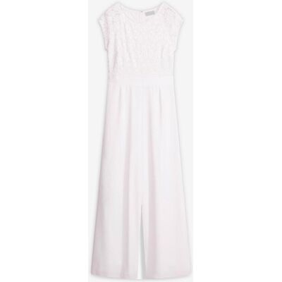 bonprix Overall aus feinem Chiffon mit Spitzeweiß 42Damen bonprix Overall aus feinem Chiffon mit Spitzeweiß 42Damen