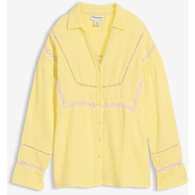 bonprix Musselin-Bluse mit Spitzeneinsätzengelb 44Damen bonprix Musselin-Bluse mit Spitzeneinsätzengelb 44Damen