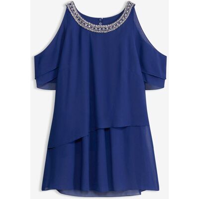 bonprix Bluse aus feinem Chiffon mit Stein-Applikationblau 50Damen bonprix Bluse aus feinem Chiffon mit Stein-Applikationblau 50Damen