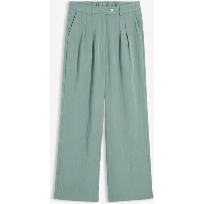 bonprix Hose mit dekorativem Knopf aus Viskose-Mixgrün 48Damen bonprix Hose mit dekorativem Knopf aus Viskose-Mixgrün 48Damen