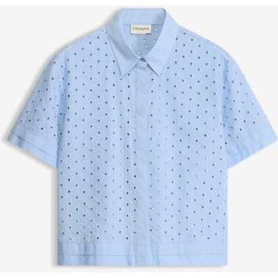 bonprix Bluse mit Lochstickereiblau 52Damen bonprix Bluse mit Lochstickereiblau 52Damen