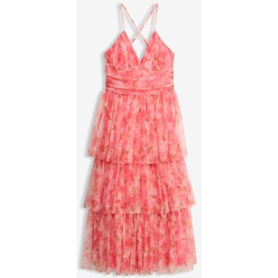 bonprix Midikleid aus zartem Tüll mit Volantspink 46Damen bonprix Midikleid aus zartem Tüll mit Volantspink 46Damen