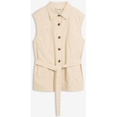 bonprix Weste mit Gürtel, aus Baumwollebeige 46Damen bonprix Weste mit Gürtel, aus Baumwollebeige 46Damen