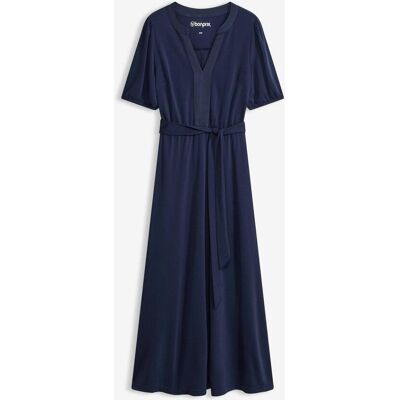 bonprix Midikleid aus Viskose-Pikee mit Satinbesatzblau 44Damen bonprix Midikleid aus Viskose-Pikee mit Satinbesatzblau 44Damen