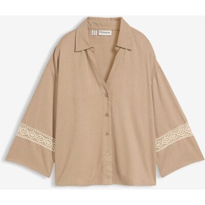 bonprix Bluse aus fließender Viskosebraun 44Damen bonprix Bluse aus fließender Viskosebraun 44Damen