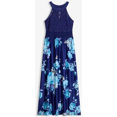 bonprix Maxikleid mit Blumen-Print und Spitzeblau 36Damen bonprix Maxikleid mit Blumen-Print und Spitzeblau 36Damen