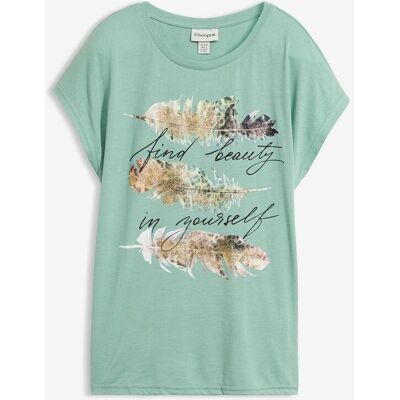 bonprix T-Shirt mit Glitzerdruckgrün 52Damen bonprix T-Shirt mit Glitzerdruckgrün 52Damen