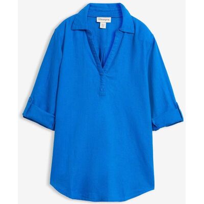 bonprix Leinen-Bluse, 3/4-Armblau 48Damen bonprix Leinen-Bluse, 3/4-Armblau 48Damen