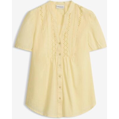 bonprix Bluse mit Lochstickereigelb 48Damen bonprix Bluse mit Lochstickereigelb 48Damen
