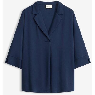 bonprix Tunika-Shirt aus fließendem Viskose-Piquéblau 48Damen bonprix Tunika-Shirt aus fließendem Viskose-Piquéblau 48Damen