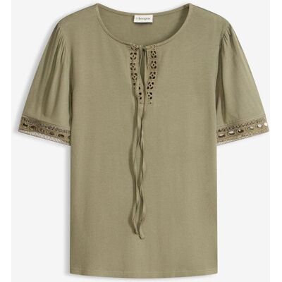 bonprix Shirt-Tunika mit Spitzenbandgrün 48Damen bonprix Shirt-Tunika mit Spitzenbandgrün 48Damen