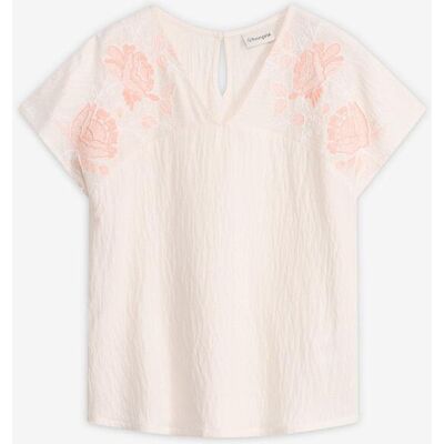 bonprix Bluse mit Blumen-Stickereiweiß 48Damen bonprix Bluse mit Blumen-Stickereiweiß 48Damen