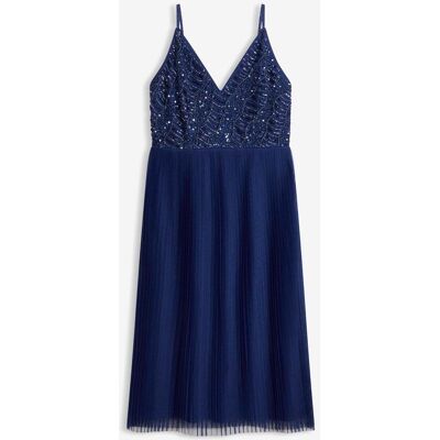 bonprix Midikleid mit Plissee-Rock und Paillettenstickereiblau 36Damen bonprix Midikleid mit Plissee-Rock und Paillettenstickereiblau 36Damen
