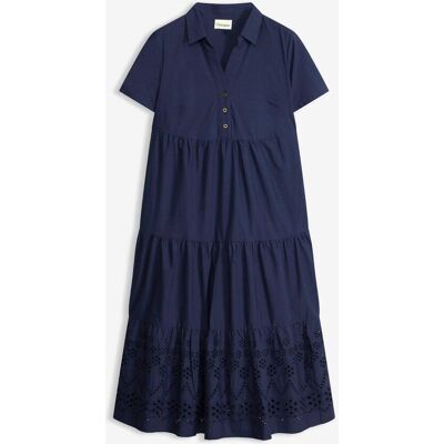 bonprix Tunika-Kleid aus reiner Baumwolle mit Lochstickereiblau 50Damen bonprix Tunika-Kleid aus reiner Baumwolle mit Lochstickereiblau 50Damen