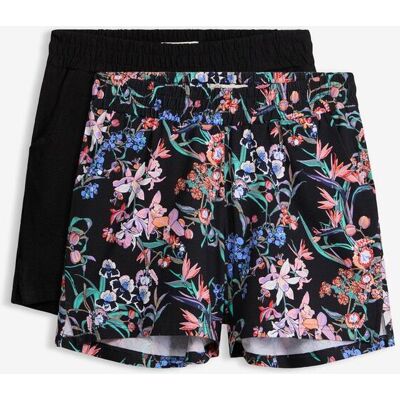 bonprix Jersey-Shorts aus elastischem Baumwoll-Mix (2er Pack)schwarz 40Damen bonprix Jersey-Shorts aus elastischem Baumwoll-Mix (2er Pack)schwarz 40Damen