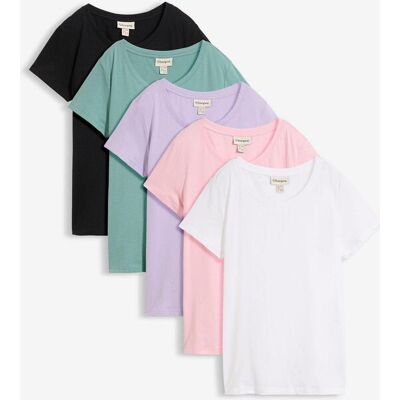 bonprix Rundhals-Shirt (5er-Pack)lila 36Damen bonprix Rundhals-Shirt (5er-Pack)lila 36Damen