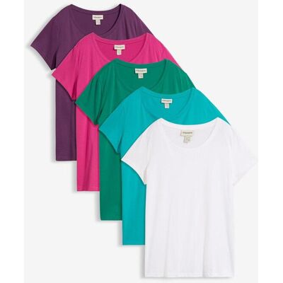 bonprix Rundhals-Shirt (5er-Pack)grün 44Damen bonprix Rundhals-Shirt (5er-Pack)grün 44Damen