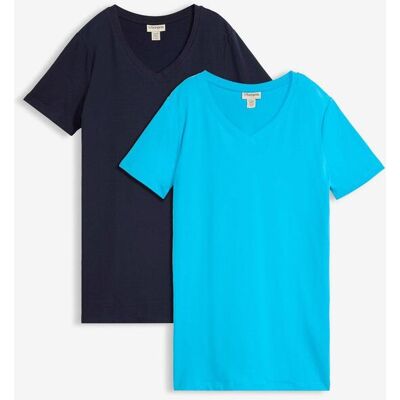 bonprix Longshirt mit V-Ausschnitt (2er Pack)blau 56Damen bonprix Longshirt mit V-Ausschnitt (2er Pack)blau 56Damen