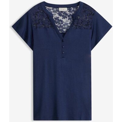 bonprix Henleyshirt aus Viskose-Mixblau 52Damen bonprix Henleyshirt aus Viskose-Mixblau 52Damen
