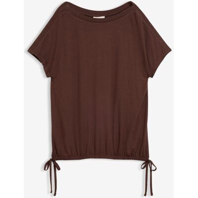 bonprix T-Shirt mit fließender Viskosebraun 36Damen bonprix T-Shirt mit fließender Viskosebraun 36Damen