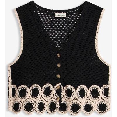 bonprix Strick-Weste aus reiner Baumwolleschwarz 48Damen bonprix Strick-Weste aus reiner Baumwolleschwarz 48Damen