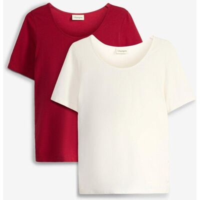 bonprix Umstandsshirts mit tiefem Rundhalsausschnitt (2er Pack)weiß 48Damen bonprix Umstandsshirts mit tiefem Rundhalsausschnitt (2er Pack)weiß 48Damen