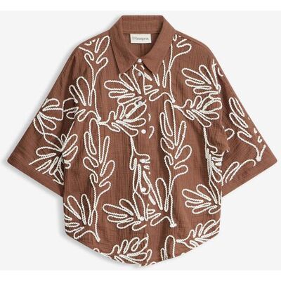 bonprix Bluse aus reiner Baumwolle mit Stickereibraun 38Damen bonprix Bluse aus reiner Baumwolle mit Stickereibraun 38Damen