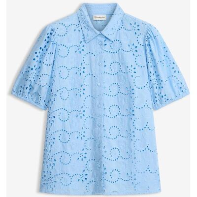 bonprix Lochstickerei-Bluse aus reiner Bio-Baumwolleblau 48Damen bonprix Lochstickerei-Bluse aus reiner Bio-Baumwolleblau 48Damen