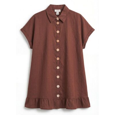 bonprix Oversize Long-Bluse aus Leinen-Mixbraun 44Damen bonprix Oversize Long-Bluse aus Leinen-Mixbraun 44Damen