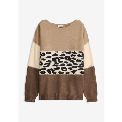 bonprix Oversize-Pullover mit U-Boot-Ausschnittbraun 52Damen bonprix Oversize-Pullover mit U-Boot-Ausschnittbraun 52Damen