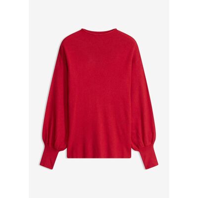 bonprix Strickpullover mit Ballonärmelnrot 48Damen bonprix Strickpullover mit Ballonärmelnrot 48Damen