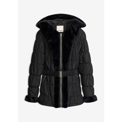 bonprix Steppjacke mit Fellimitatschwarz 38Damen bonprix Steppjacke mit Fellimitatschwarz 38Damen