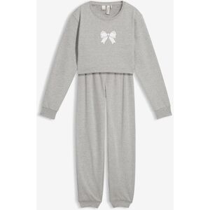 bonprix Hausanzug mit weicher Baumwolle und einem Sweatshirt in kurzer Passformgrau 164Mädchen bonprix Hausanzug mit weicher Baumwolle und einem Sweatshirt in kurzer Passformgrau 164Mädchen