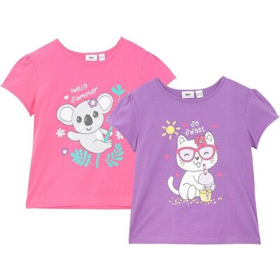 bonprix T-Shirt aus reiner Bio-Baumwolle (2er Pack)lila 92Mädchen bonprix T-Shirt aus reiner Bio-Baumwolle (2er Pack)lila 92Mädchen