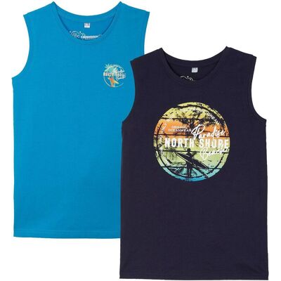 bonprix Tanktop (2er Pack) aus reiner Bio-Baumwolleblau 140Knaben bonprix Tanktop (2er Pack) aus reiner Bio-Baumwolleblau 140Knaben