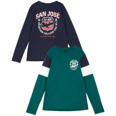 bonprix Langarmshirt aus reiner Bio-Baumwolle (2er Pack)grün 128Knaben bonprix Langarmshirt aus reiner Bio-Baumwolle (2er Pack)grün 128Knaben