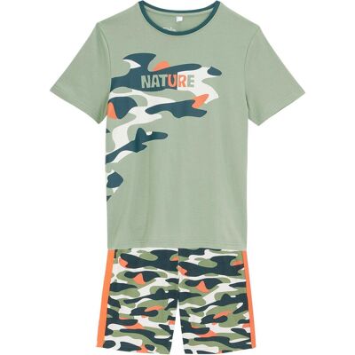 bonprix T-Shirt und kurze Hose aus reiner Baumwolle (2-tlg.Set)grün 104Knaben bonprix T-Shirt und kurze Hose aus reiner Baumwolle (2-tlg.Set)grün 104Knaben