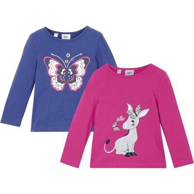 bonprix Langarmshirt (2er Pack) aus reiner Bio-Baumwolleblau 116Mädchen bonprix Langarmshirt (2er Pack) aus reiner Bio-Baumwolleblau 116Mädchen