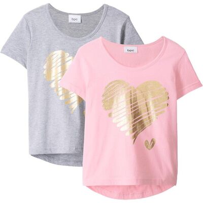 bonprix T-Shirt mit Bio-Baumwolle (2er Pack)grau 176Mädchen bonprix T-Shirt mit Bio-Baumwolle (2er Pack)grau 176Mädchen