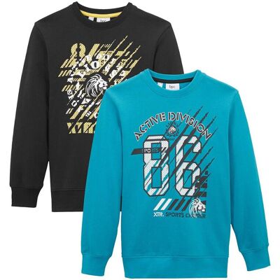 bonprix Sweatshirt aus reiner Bio-Baumwolle (2er-Pack)schwarz 128Knaben bonprix Sweatshirt aus reiner Bio-Baumwolle (2er-Pack)schwarz 128Knaben