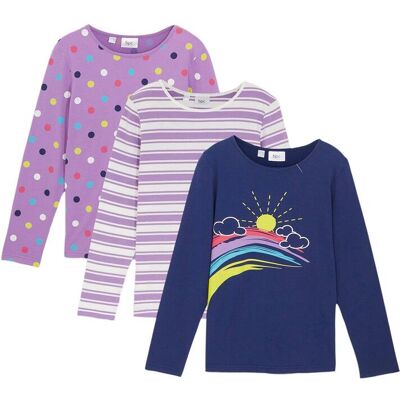bonprix Langarmshirt aus reiner Bio-Baumwolle (3er Pack)blau 92Mädchen bonprix Langarmshirt aus reiner Bio-Baumwolle (3er Pack)blau 92Mädchen